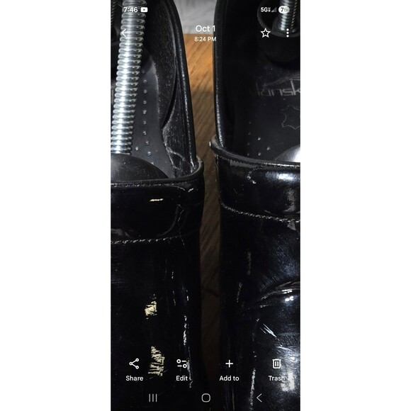 Dansko XP Womens 8/38 Professional Reflective Black Leather Slip-On Heeled Clogs - Picture 7 of 14